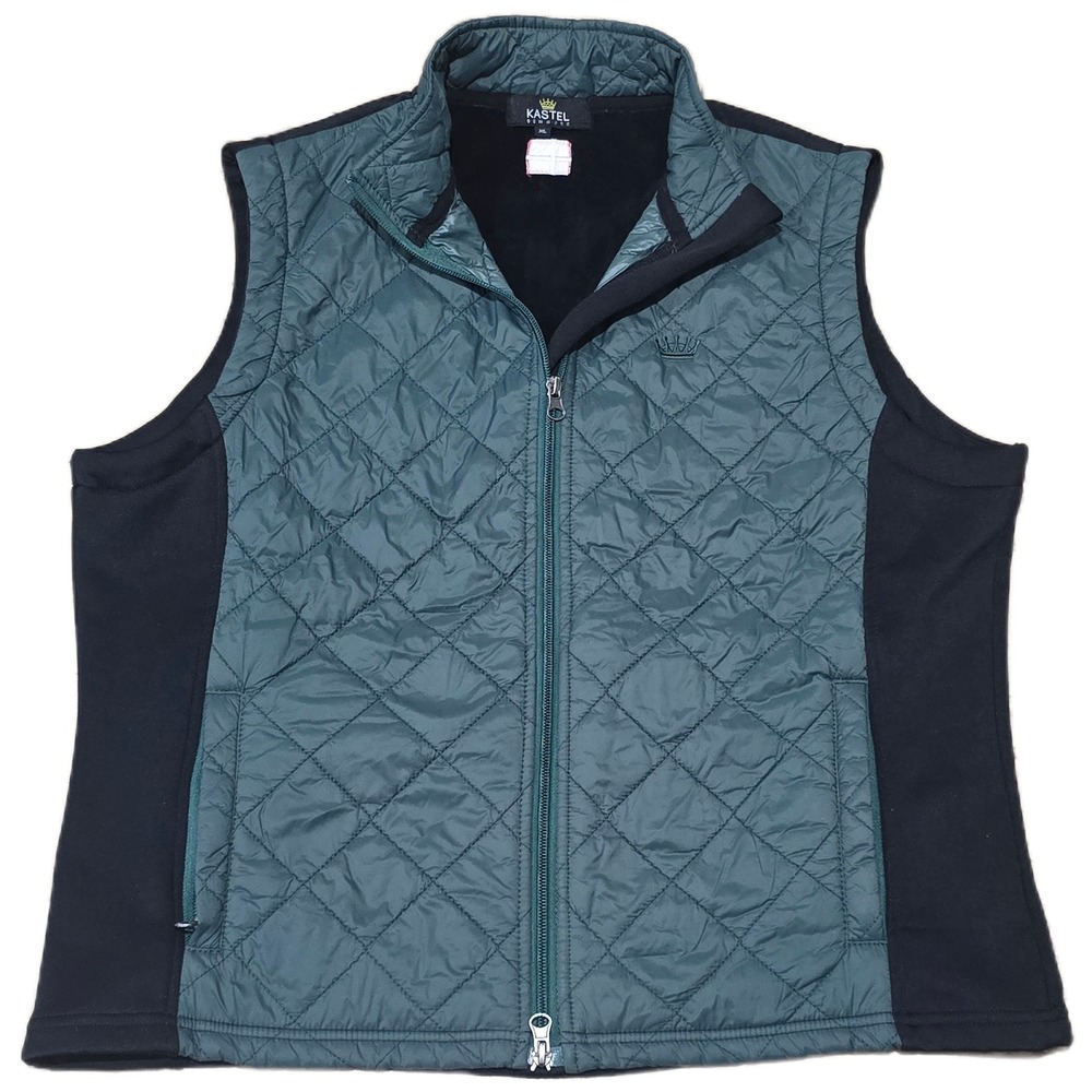 KASTEL DENMARK Quilted Fleece Lined Vest‎ Gilet Womens XL Dark Teal Black